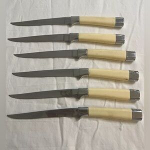 Carvel Hall Set Of 6 Stainless Sharp Steak Knives USA Collectors Vintage